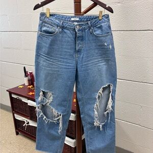 Forever 21 Blue Distressed Boyfriend Jeans